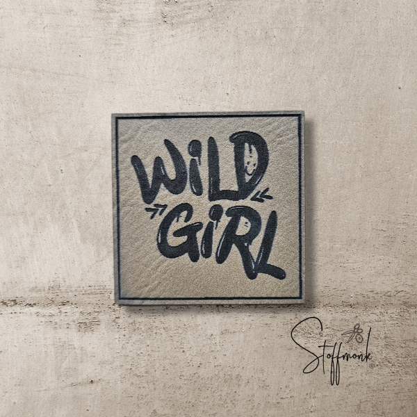 Label  " Wild Girl " -  ca. 4 cm - Kunstleder ++ Farbauswahl ++